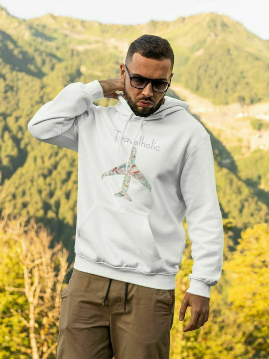 Travelholic Hooded Sweatshirt - WHITE