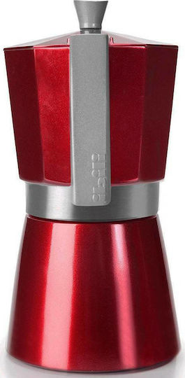 Ibili Evva Stovetop Espresso Pot 3 Cups Red
