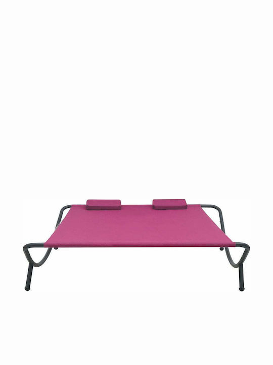 Liegestuhl-Bett Doppel Aluminium mit Textilene-Stoff Pink 200x173x45cm.