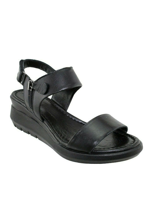 Road Shoes Γυναικεία Πέδιλα Πλατφόρμες Δέρμα 17279 Μαύρο