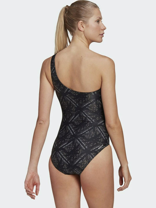 adidas Performance Αθλητικό Ολόσωμο Μαγιό με Έναν Ώμο Μαύρο