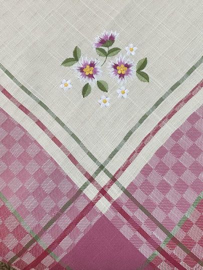Linea Home Καρέ 5580 με Κέντημα Lily Ροζ 140x140εκ.
