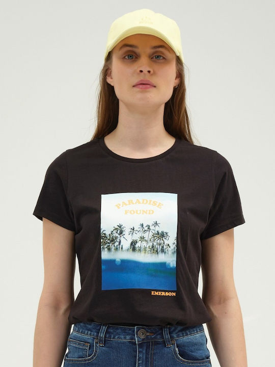 Women's Athletic Crop T-shirt Floral Black