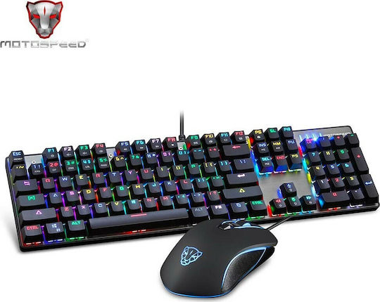 Motospeed CK888 Gaming Mechanical Keyboard Set with Outemu Blue switches and RGB lighting & Mouse (English US) Gray