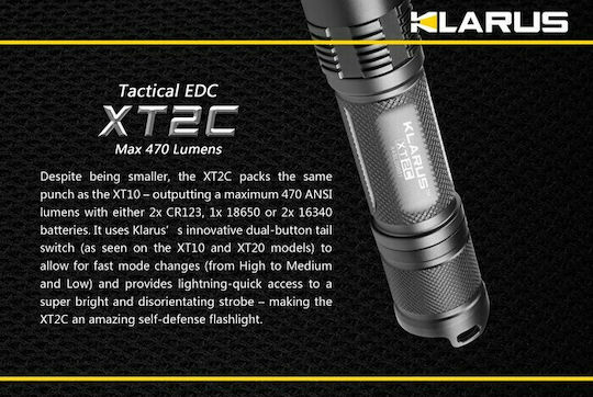 Klarus Φακός LED IPX8 με Μέγιστη Φωτεινότητα 470lm
