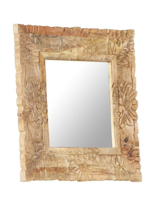 vidaXL Wall Mirror with Brown Wooden Frame 50x50cm 1pcs