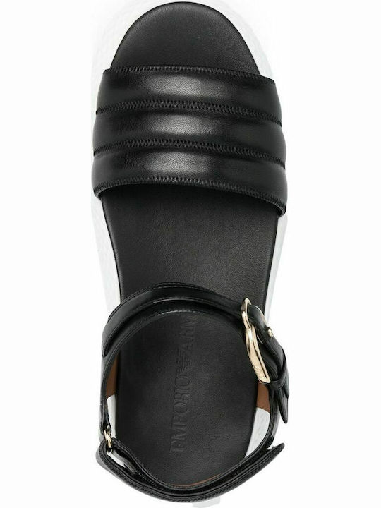 Leather Women's Flat Sandals Flatforms in Black Color