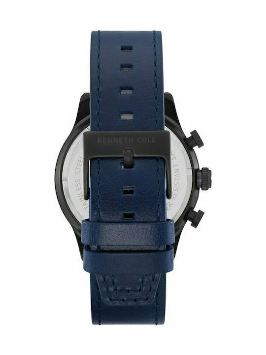 Kenneth Cole Men's Watch 40mm Chronograph Battery with Blue Leather Strap