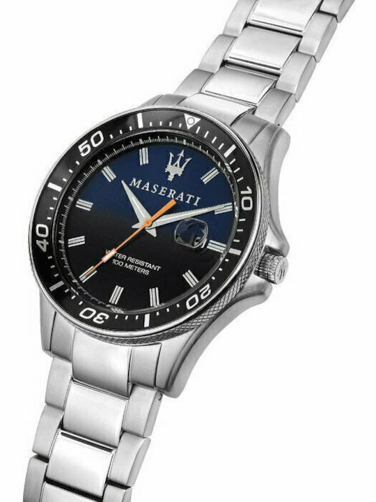 Maserati Sfida Ανδρικό Ρολόι 44mm Μπαταρίας με Ασημί Μεταλλικό Μπρασελέ