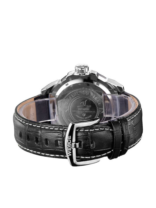 Weide Men's Watch 50mm Battery with Black Leather Strap
