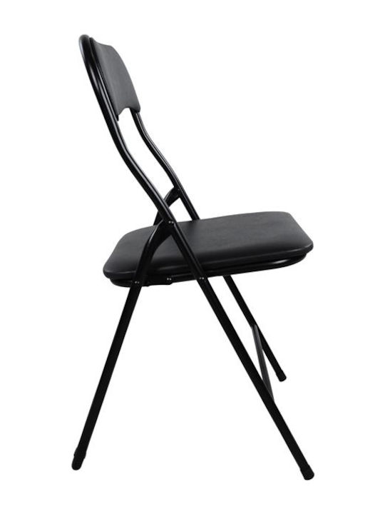 Foldable Kitchen Metallic Chair Black Velvet-Black Metal 38x47x82cm