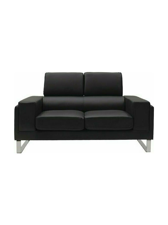 Shea Διθέσιος Καναπές Δερματίνη Μαύρο - Inox 158x80x87εκ.