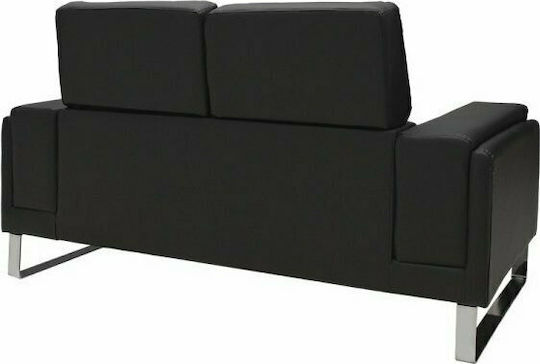 Shea Cu două locuri Canapea Piele ecologică Negru / Inox 158x80x87cm.