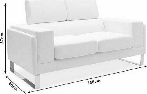 Shea Two-Seater Couch Artificial Leather Ivory - Inox 158x80x87cm