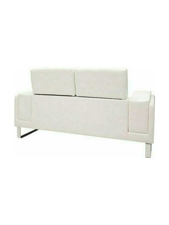 Shea Διθέσιος Καναπές Δερματίνη Ivory - Inox 158x80x87εκ.