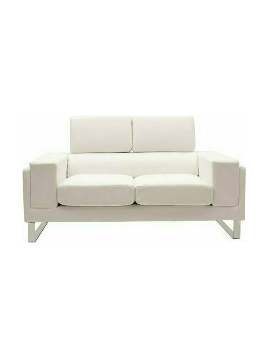 Shea Διθέσιος Καναπές Δερματίνη Ivory - Inox 158x80x87εκ.