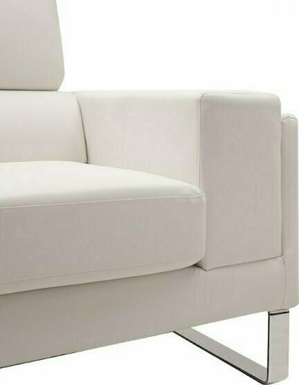 Shea Two-Seater Couch Artificial Leather Ivory - Inox 158x80x87cm