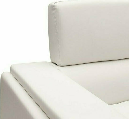 Shea Two-Seater Couch Artificial Leather Ivory - Inox 158x80x87cm
