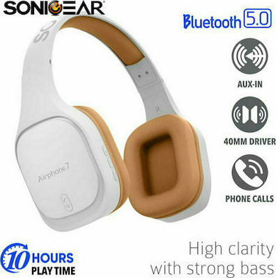 Sonic Gear Airphone 7 Wireless/Wired Over Ear Headphones with 10 hours of Operation Whitά AP7WGD