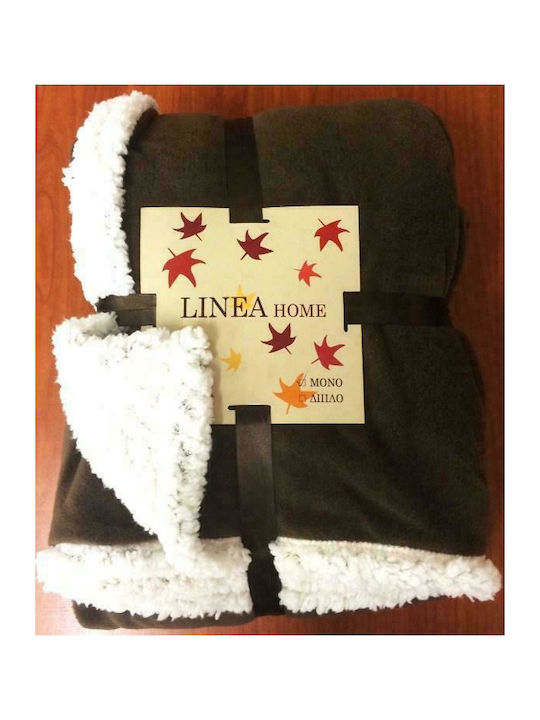 Linea Home Blanket Sherpa Fleece Single 160x220cm Coffee