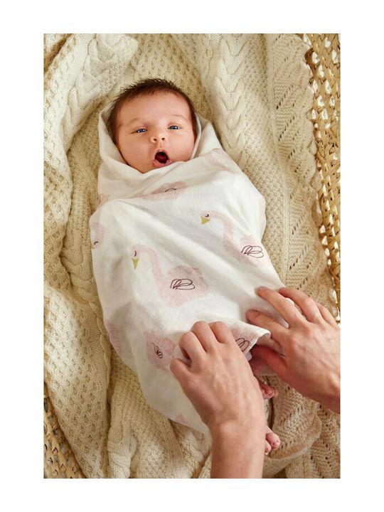 Laessig Swaddle Blanket Little Water Swan Pink 80x80cm 3pcs