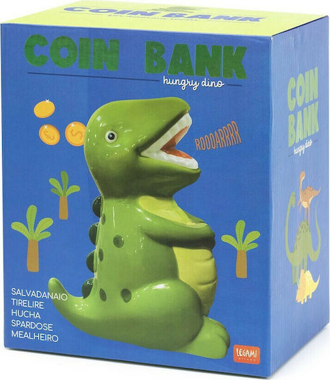 Legami Milano Dino Children's Money Box Ceramic Green 18.5x18.5x20.5cm