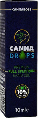 Cannaboss CannaDrops Premium Full Spectrun CBD Oil 10% 1000mg 10ml