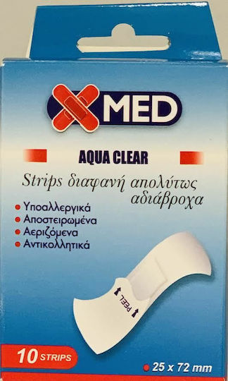 X-Med Aqua Clear Αυτοκόλλητα Επιθέματα 72x25mm 10τμχ