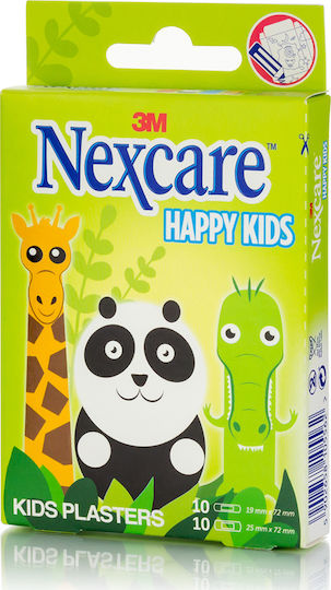 3M Selbstklebende Bandagen Nexcare Happy Kids mit Tieren Kinder 20Stück