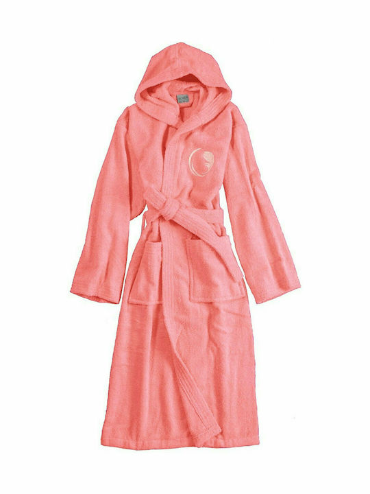 Borea Logo Hooded Bathrobe Κοράλ 420gr/m²