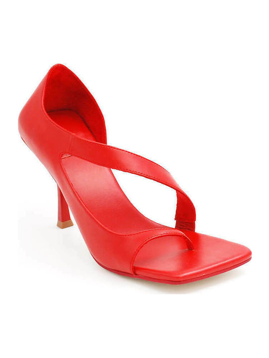 Jeffrey Campbell Women's Sandals Berger-Hi Red with Thin High Heel 1010032700