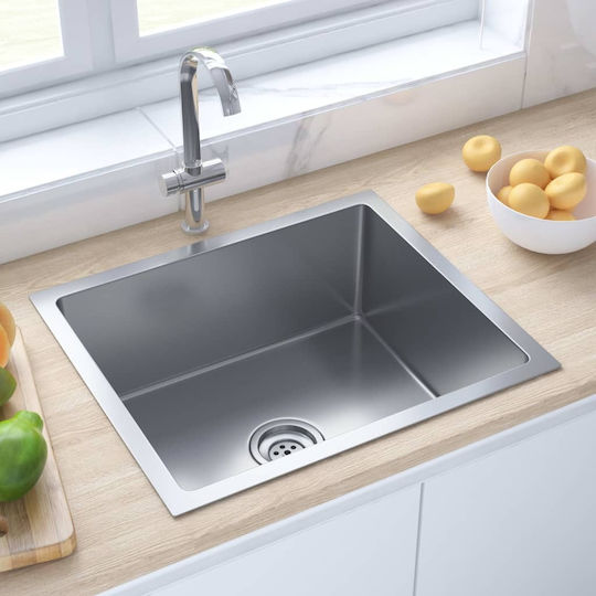 vidaXL Ένθετος Νεροχύτης Inox Σατινέ Μ51xΠ44cm Ασημί