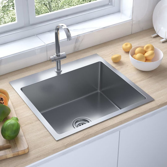 vidaXL Drop-In Spüle Inox Gebürstet B53xT50cm Silber