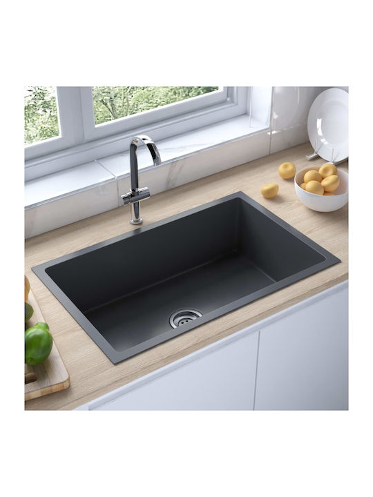 vidaXL Drop-In Spüle Inox Satiniert B70xT44cm Schwarz
