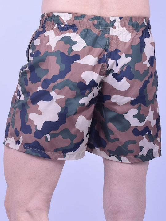 Costum de baie pentru bărbați cu model de camuflaj kaki