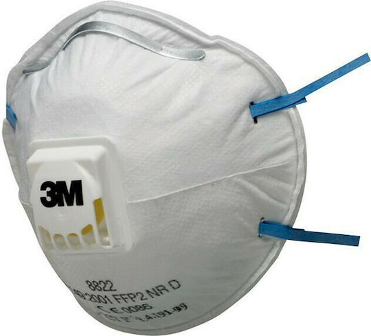 3M 8822 Μάσκα Προστασίας FFP2 με Βαλβίδα Λευκή 1τμχ