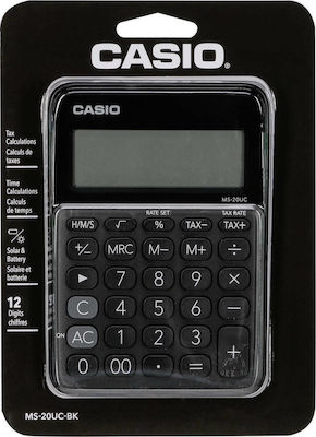 Casio Αριθμομηχανή Λογιστική MS-20UC 12 Ψηφίων σε Μαύρο Χρώμα