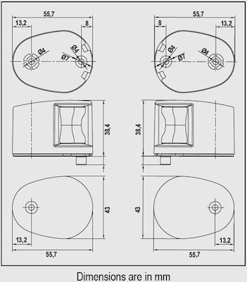 Lalizas Boat Light Without Mast Set of Side Lights Horizontal 112.5° 71317