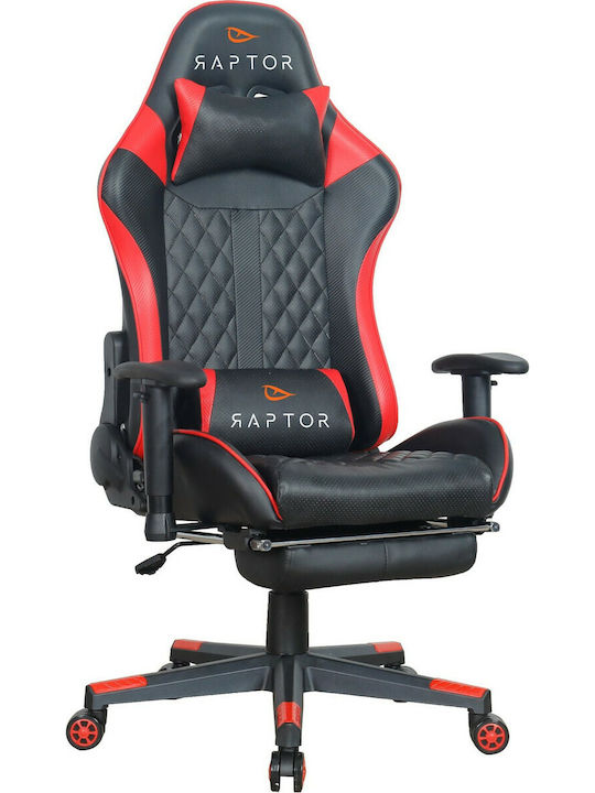 Raptor Spectre Artificial Leather Gaming Chair with Adjustable Arms and Footrest Red