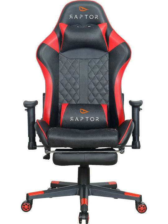 Raptor Spectre Artificial Leather Gaming Chair with Adjustable Arms and Footrest Red