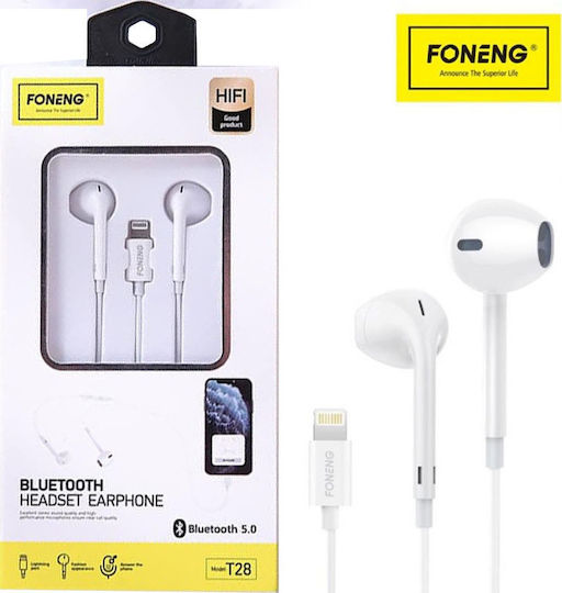 Foneng T28 In-Ear Freihändig Kopfhörer mit Stecker Blitzschlag Weiß