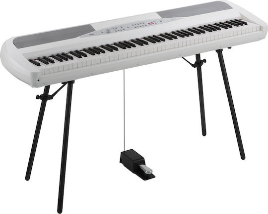 Korg Elektrisch Bühne Klavier SP-280 Set mit 88 Gewichtet Tasten Eingebaute Lautsprecher und Anschluss an Kopfhörer Weiß