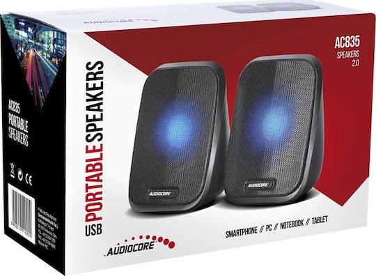 Audiocore AC835B Ηχεία Υπολογιστή 2.0 με Ισχύ 6W Μαύρα