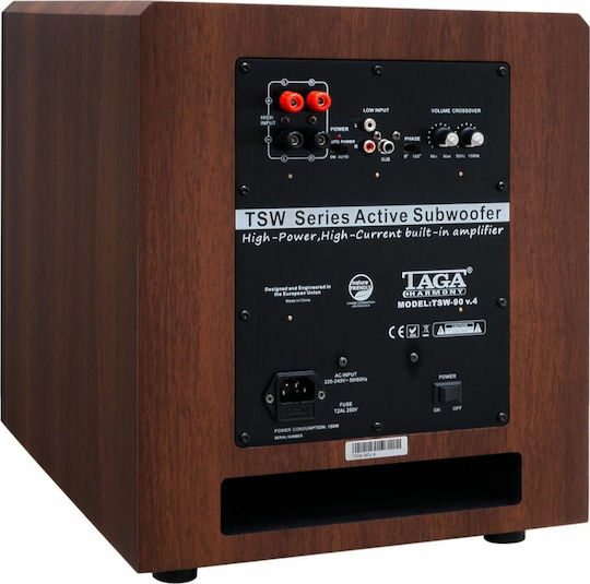 Taga Harmony TSW-90 v.4 Αυτοενισχυόμενο Subwoofer με Ηχείο 10" 95W Καρυδιά