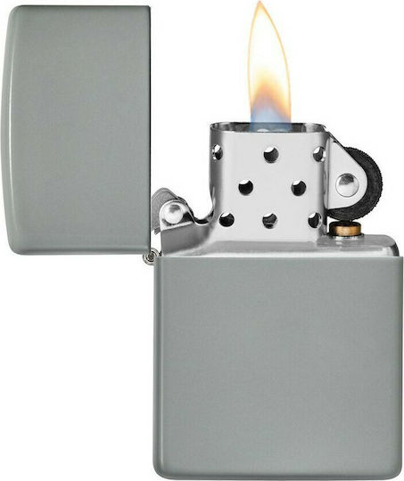Zippo Klassischer Winddichter Feuerzeug Flamme Grau
