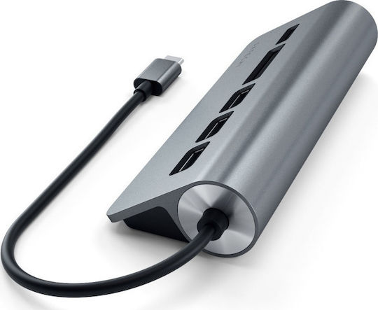 Satechi Hub 4 Θυρών USB 2.0 με σύνδεση USB-C Ασημί