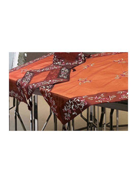 Linea Home Grape Cotton & Polyester Checkered Tablecloth with Embroidery Set 7pcs Με Φάσα 140x140cm