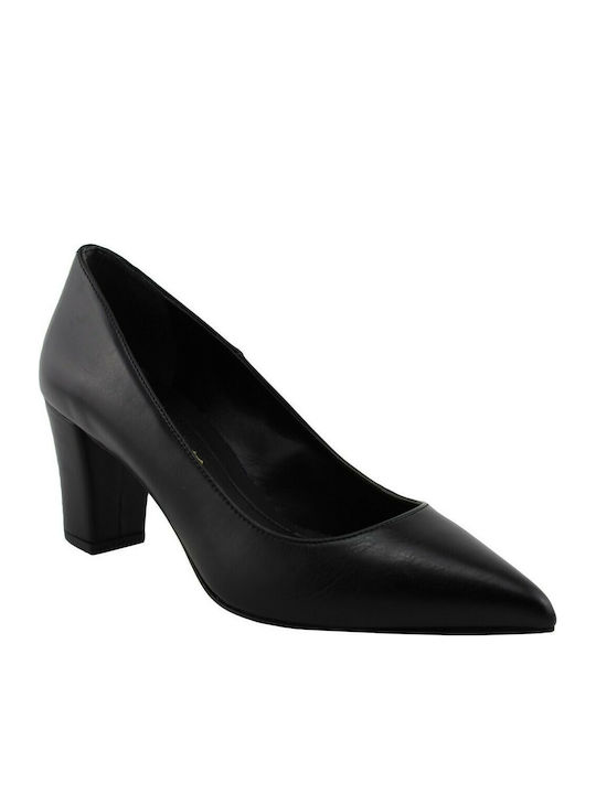 Stefania Pointed Toe Black Medium Heels