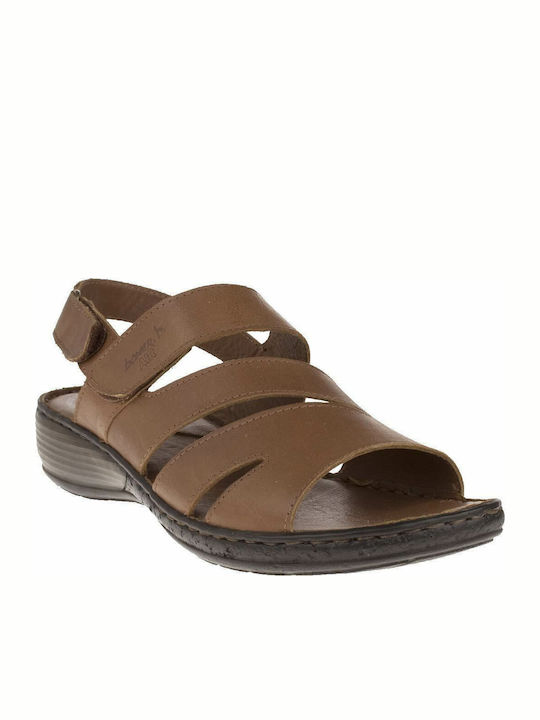 Leder Flache Sandalen für Damen Anatomisch in Tabac Braun Farbe