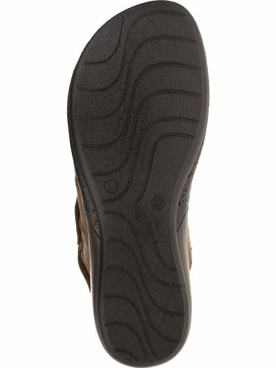 Leder Flache Sandalen für Damen Anatomisch in Tabac Braun Farbe